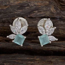 Kushal's Fashion Jewellery Rhodium Plated Zircon Studdded Contemporary Studs-picture-12