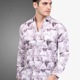 D Finish Men Smart Fit Abstract Printed Spread Collar Cotton Casual Shirt-image-100