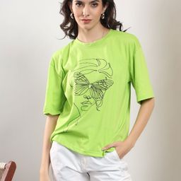 Kotty Abstract Printed Round Neck Cotton T-shirt-picture-11