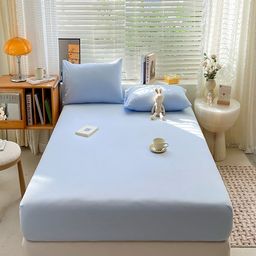 JC HOME Blue 140 TC Fitted King Bedsheet Set 2.2 m x 2 m-picture-15