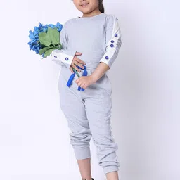 Baawri Girls Round Neck Colourblocked Pure Cotton Top With Trousers-image-91