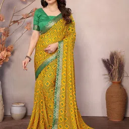 KALINI Bandhani Printed Zari Saree-12