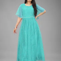 A TO Z CART Ethnic Motifs Dyed Flared Sleeve Fit & Flare Maxi Dress-image-66