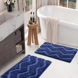 LUXEHOME INTERNATIONAL Blue 2 Pieces Textured Anti Skid Bath Rugs-image-95