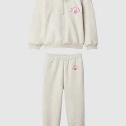GAP Infant Girls Heathered Printed Sweatshirt & Joggers Clothing Set-picture-8