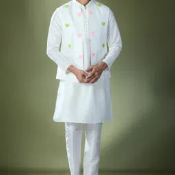 RNG Safawala Men Floral Regular Thread Work Dupion Silk Kurta with Trousers-picture-37