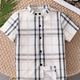 Boys Shirt Checkered, Printed Casual Short Sleeve Shirts Pack of 2-image-89