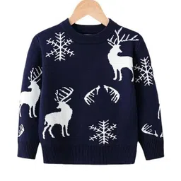 Rebiva Kids-Unisex Navy Blue Wool Sweaters-10
