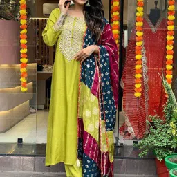 PEENGAX Women Embroidered Kurta with Trousers & Dupatta-picture-26