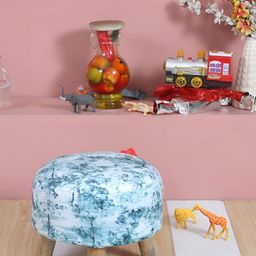 Shadowkart Blue Velvet Round Ottomans-image-46