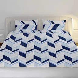 MAYFAIR HOMES LONDON Blue Geometric Printed 144 TC King Bedsheet Set 2.74 m x 2.24 m-picture-24