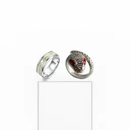 Dynamic Retail Global Set of 2 Rings for Men, Silver-Silver Alloy Ring ()-image-63