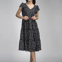 KRISS-CROX Floral Print Flared Sleeve Fit & Flare Dress-picture-33