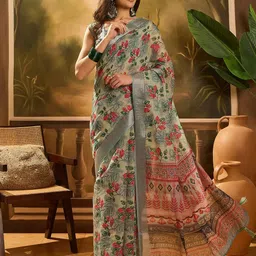 SHADOW & SAINING Floral Printed Zari Banarasi Saree-image-21