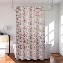 Aura Orange & Beige Printed Curtain With 8 Rings-3