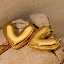 DressBerry Gold-Plated Heart Shaped Hoop Earrings-image-62
