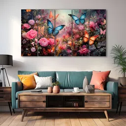 The Castle Decor Pink & Blue 5 Pieces Wooden Birds and Animals Wall Arts-image-55