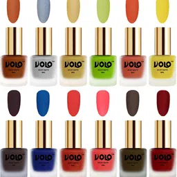 VOLO Set Of 12 Velvet Matte Nail Polish- 8 ml Each- Coral- Tomato Red- Neon Orange-30