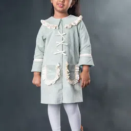 TOPLOVE Girl Peter Pan Collar Bell Sleeves Ruffles Pocket Detailing A-Line Dress-image-53