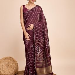 Rangtulika Ethnics Bandhani Zari Silk Blend Bandhani Saree-image-40