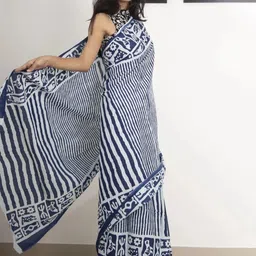 Craft Musium Striped Pure Cotton Saree With Blouse Piece-picture-38