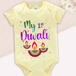 Babywish My First Diwali Printed Cotton Bodysuit-image-54