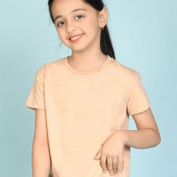 NUSYL Girls Solid Round Neck Cotton T-shirt-image-64