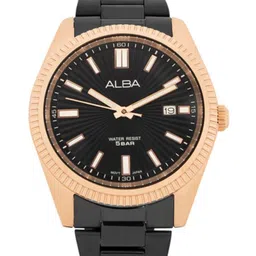 ALBA Black Textured Dial & Rose Gold Case Watch AS9T56X1-9