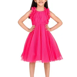 Miyo Girls Embellished Flutter Sleeve Tulle Fit & Flare Midi Dress-image-56