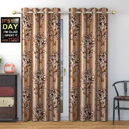 Galaxy Home Decor Coffee Brown Set of 2 Floral Window Curtain-6