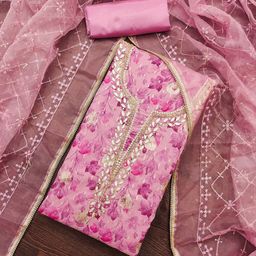 SAINOOR Printed Organza Semi-Stitched Dress Material-image-55