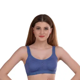Samvar Blue Cotton Non-Wired Non Padded Minimizer Bra-picture-4