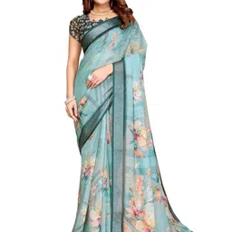 SUVIKAS CREATION Floral Printed Saree With Blouse Piece-image-5
