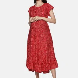 Nejo Short Sleeve A-Line Maternity Dress-image-98