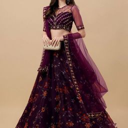Piludi Embroidered Sequinned Semi-Stitched Lehenga & Unstitched Blouse With Dupatta-picture-4