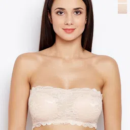 JMT Wear Lace Floral  Half Coverage Non-Wired Removable Padding Bandeau Bra-28