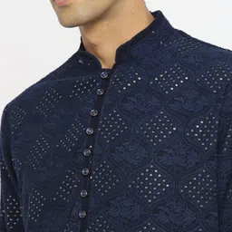 Devyom Men Embroidered Regular Thread Work Kurta with Pyjamas image 4
