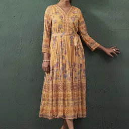 Anouk Floral Printed Fit & Flared A-Line Midi Ethnic Dresses-image-59