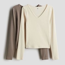 H&M Girls Pack Of 2 Long-Sleeved Ribbed Tops-picture-39