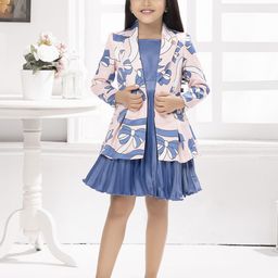 Tiny Baby Floral Print Satin Fit & Flare Dress With Jacket-image-56