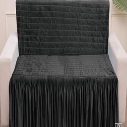 Fashion Throw Grey Self Design Velvet 3 Seater Sofa Cover-image-71