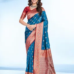 RICH & ROMAN Woven Design Zari Pure Silk Banarasi Saree-picture-47
