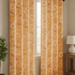 ANA Mustard Set of 2 Floral Room Darkening Long Door Curtain-38