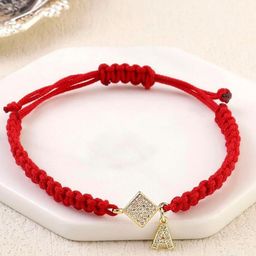 SALTY Women Stainless Steel Stone Studded Alphabet D Wraparound Thread Bracelet-image-99
