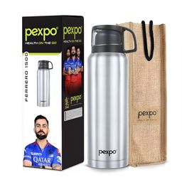 Pexpo Silver-Toned Single Stainless Steel Water Bottle-picture-30