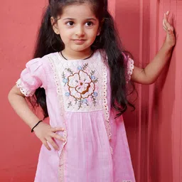 TINY TWILLS Girl Floral Embroidered Puff Sleeves Fit & Flare Dress-image-51