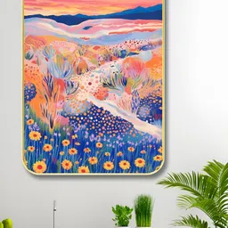 SAF Blue & Pink Floral and Botanical Printed Wooden Wall Art-image-28