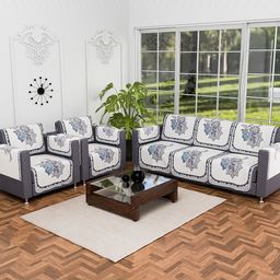 Kuber Industries Cream & Blue 16 Pieces Printed Cotton 5 Seater Sofa Cover With Arms-image-12