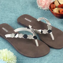 Mochi Women Synthetic Textured Open Toe Flats-13