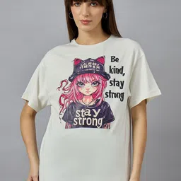 98 Degree North Typography Printed Round Neck Drop-Shoulder Sleeves Cotton T-shirt-picture-13